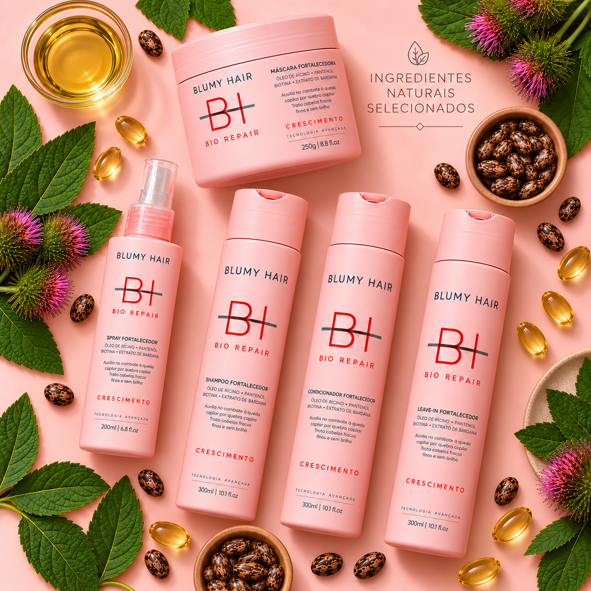 Kit 5 Produtos Bio Repair Blumy Hair